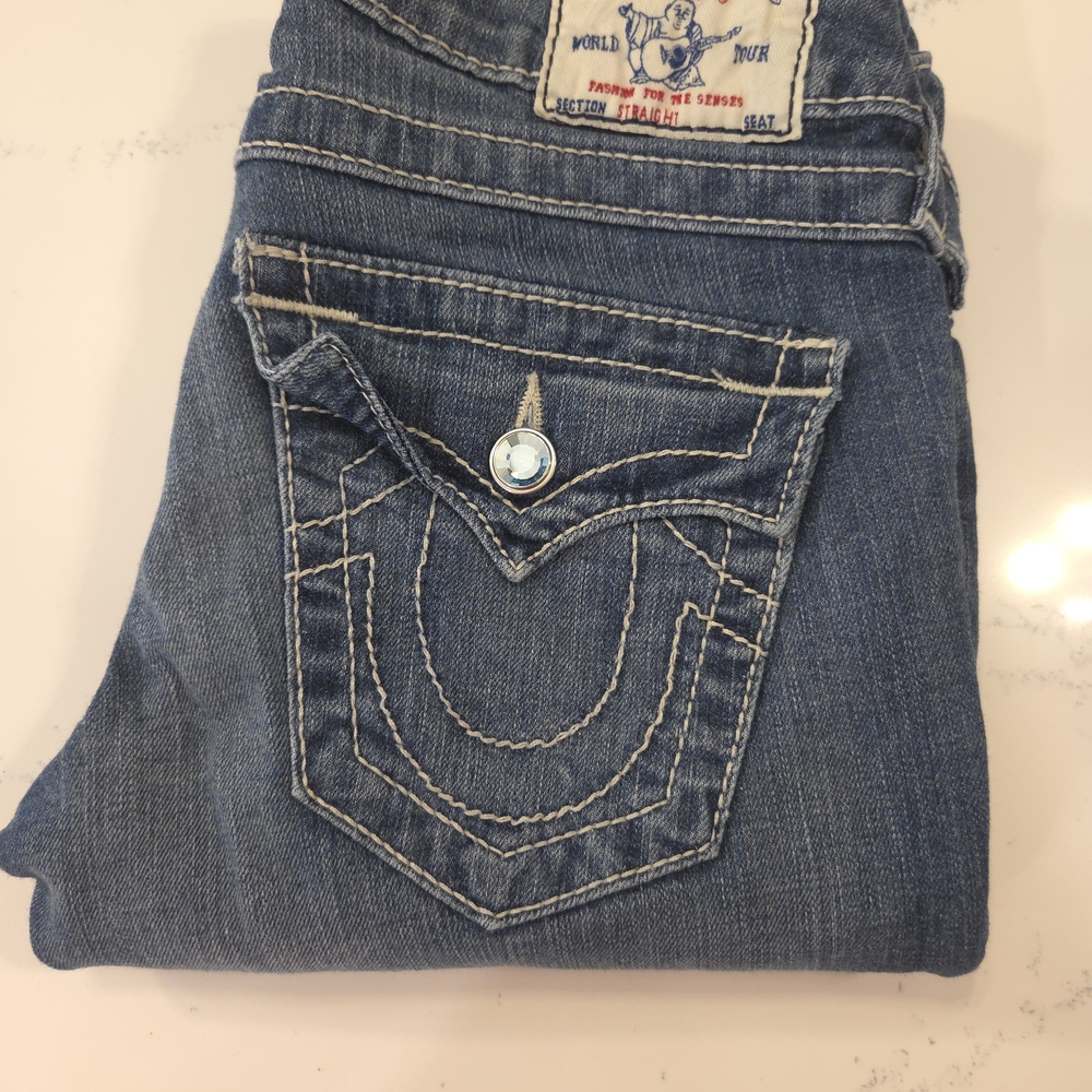 True Religion Women's Blue Straight Leg Jeans